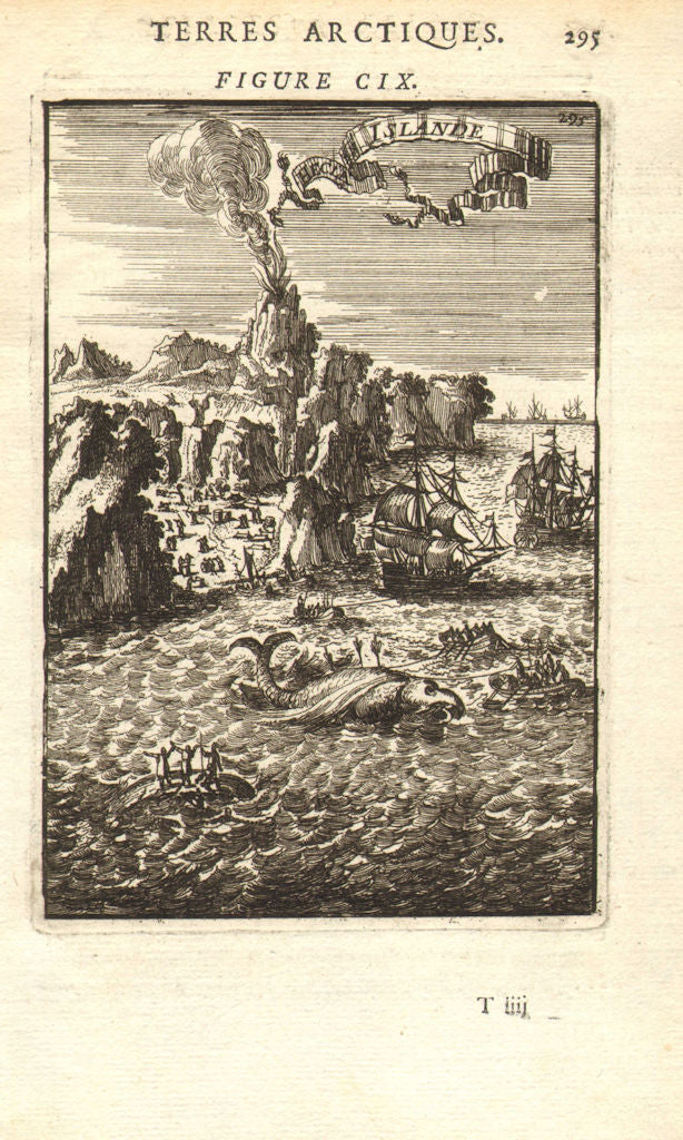 ICELAND. 'Hecla en Islande'. Hekla volcano erupting. Whaling. MALLET 1683
